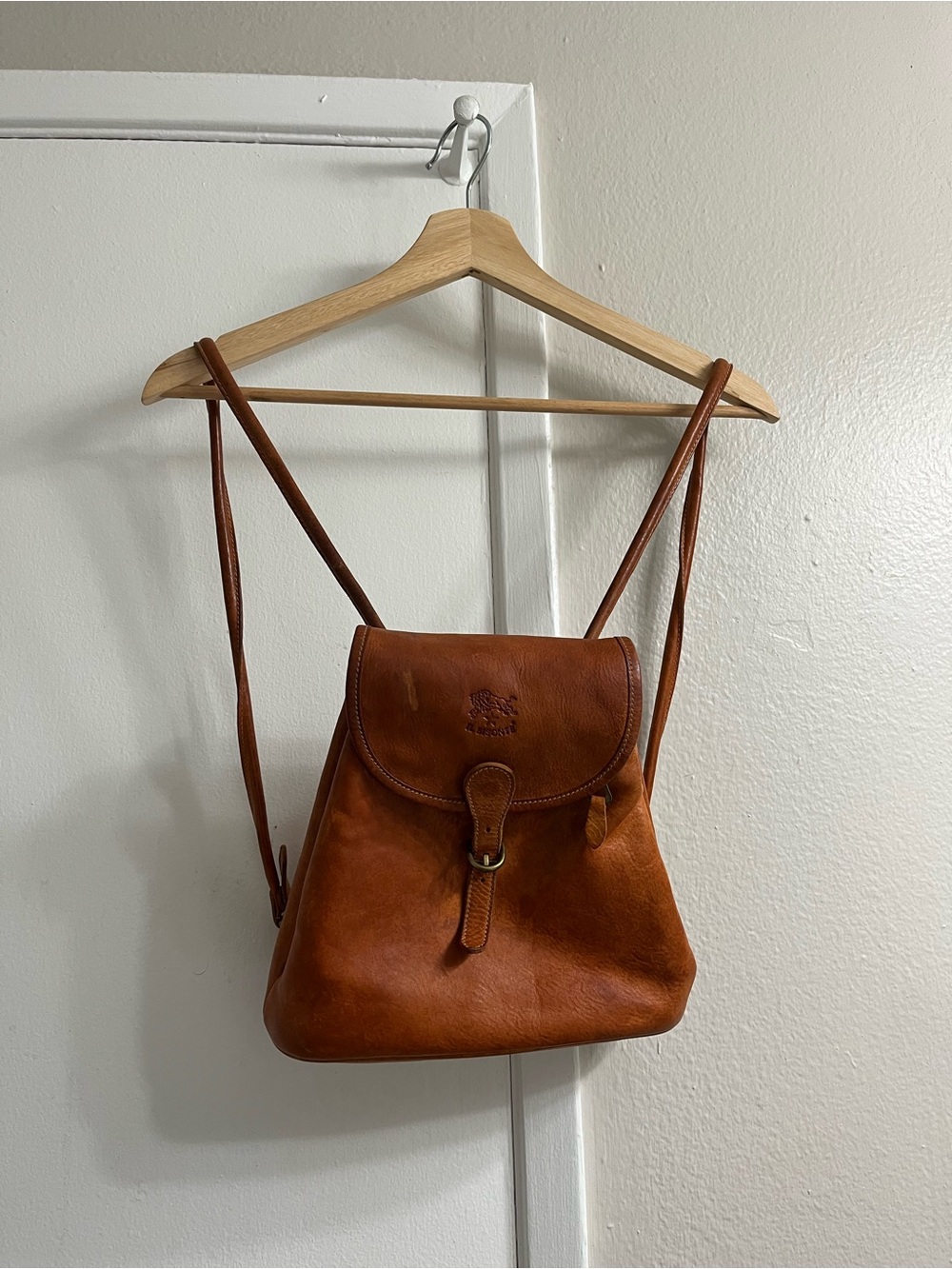 Vintage Leather Backpack in Cognac Brown - Classic Women's Backpack